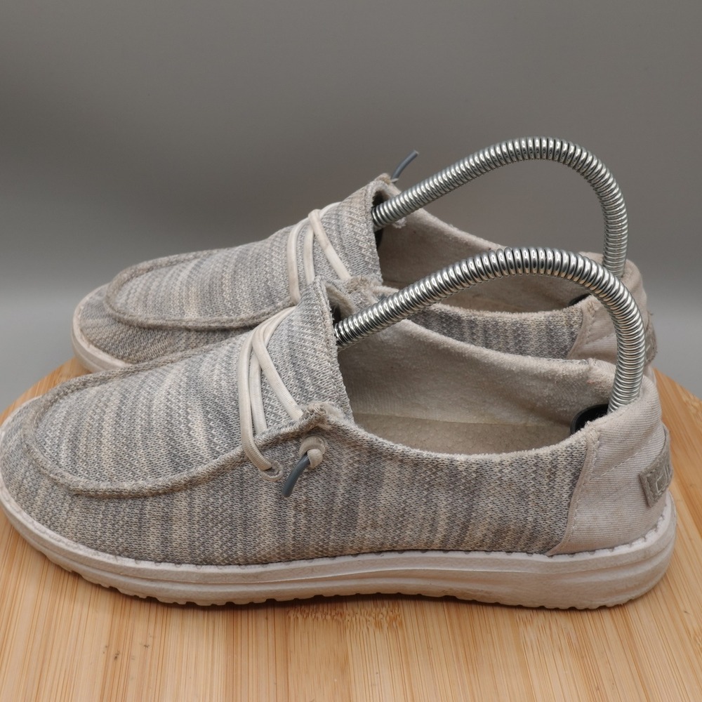 Hey Dude Shoes 6 Grey Wendy Sox Glacier Loafers Knit Slip On 121922672 Flaws